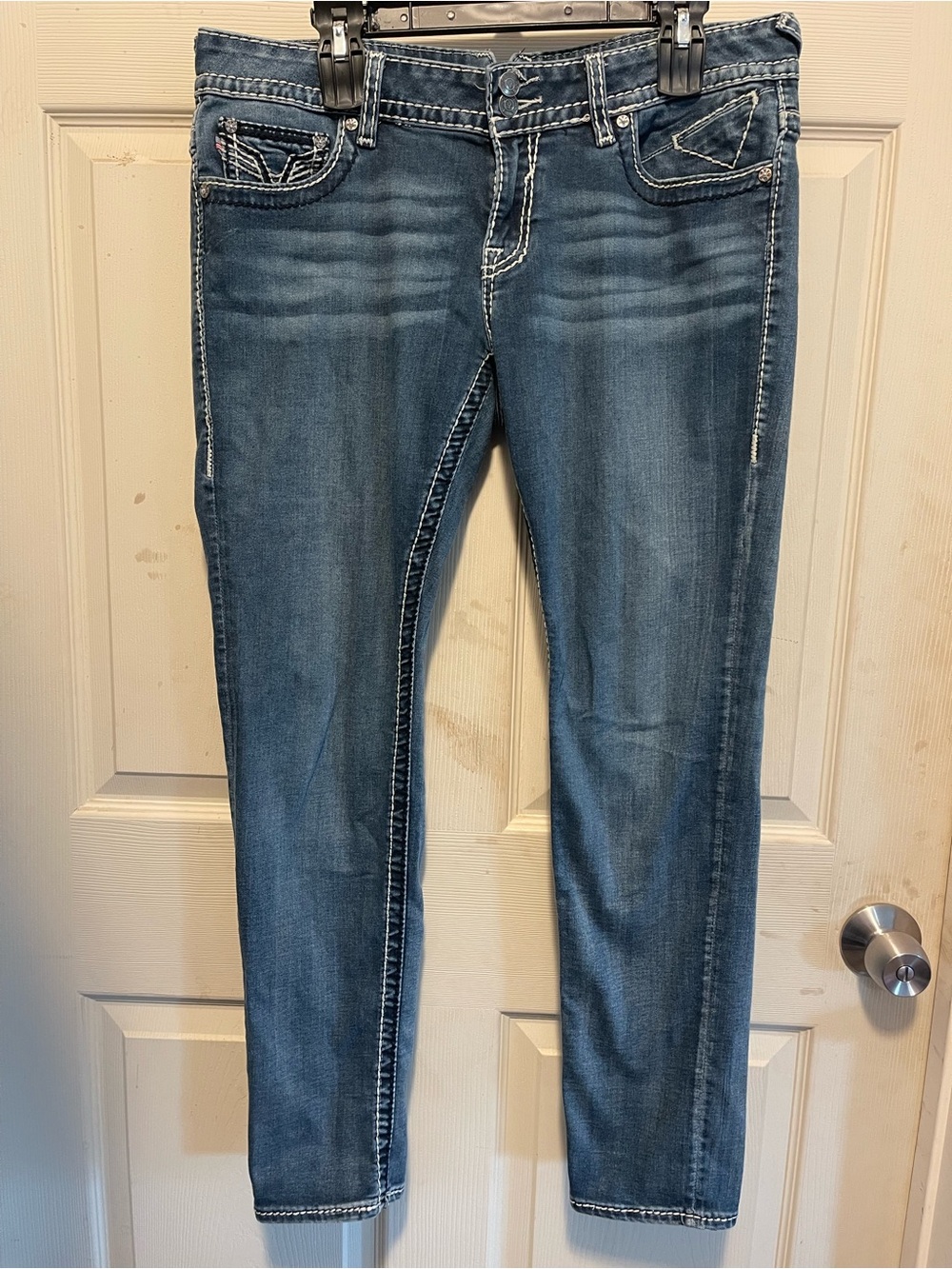 Vigoss Dark Blue Skinny Jeans with Contrast Stitching
